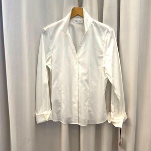 Calvin Klein white collared  blouse size 12